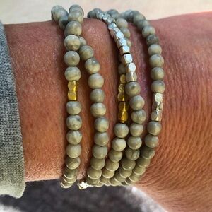 Stone Wrap Bracelet/Necklace/Anklet With Gold And Silver Highlights